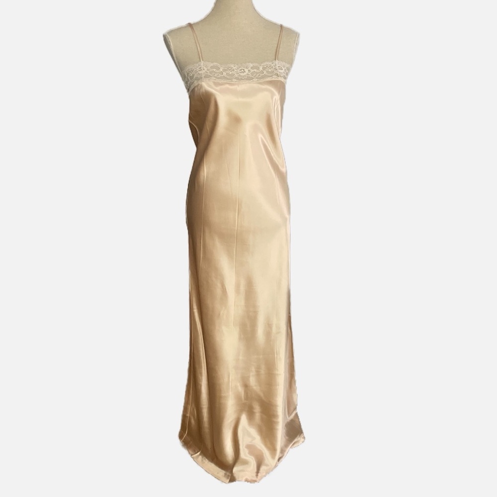 Vintage Sartori Slip Dress Nightgown‎ Lingerie Golden Peach Lace Trim Canada